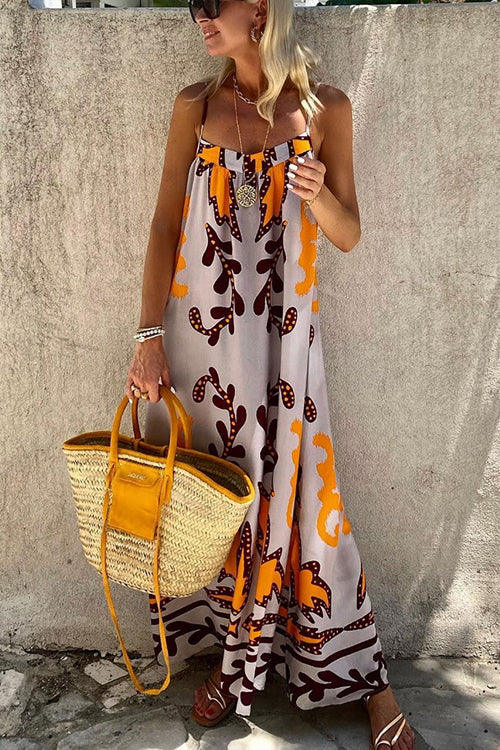 Perfectly You Print Backless Maxi Dress