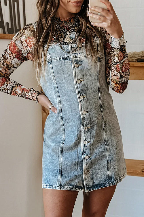 Uniquely Darling Medium Wash Denim Mini Dress - 2 Colors