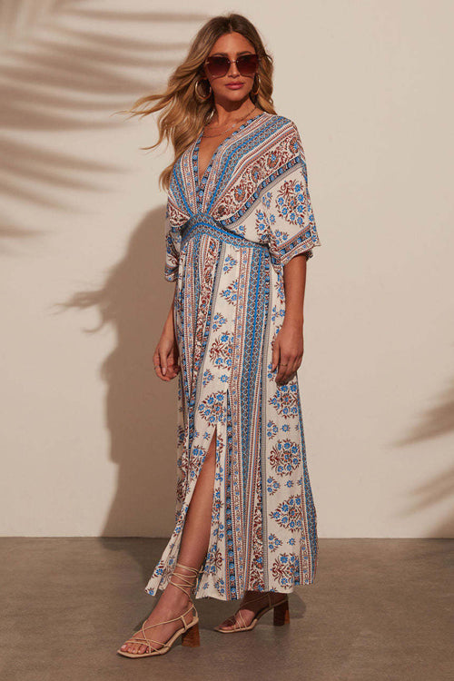 Mykonos Mood V-Neck Printed Maxi Dress - 3 Colors