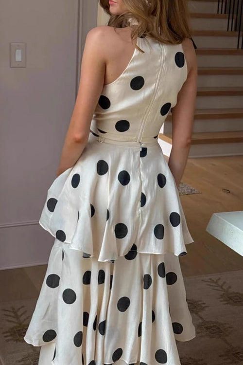Morning in Mallorca Polka Dot Sleeveless Maxi Dress