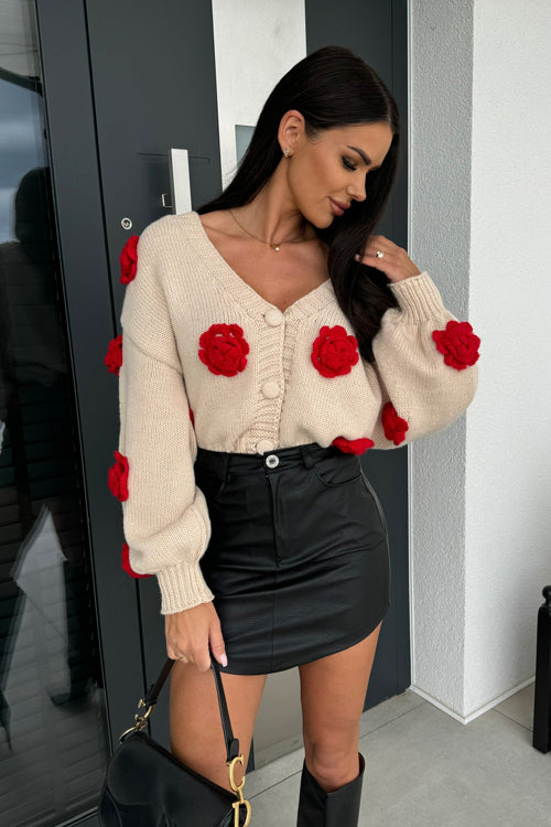 Precious Look 3D Flowers Knit Cardigan Sweater - 3 Colors