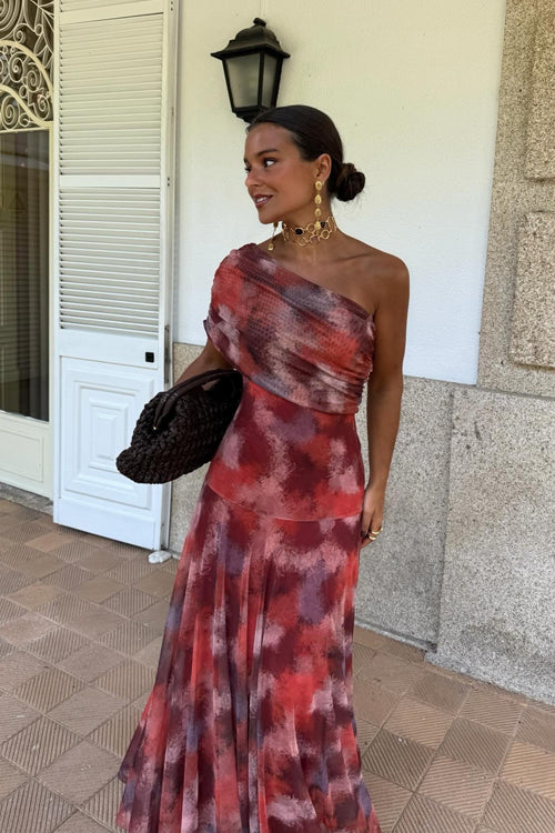 Keep Glowing Wrap Shoulder Print Maxi Dress - 2 Colors