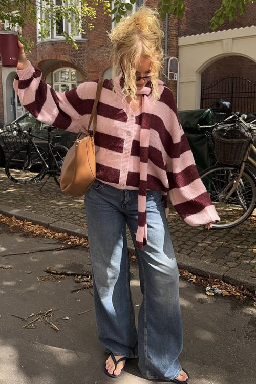 Campfire Cozy Striped Sweater with Scarf