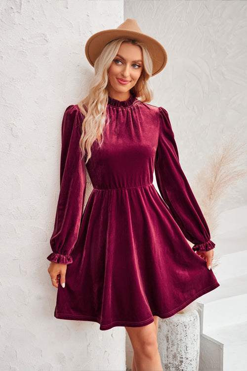 Can't Help But Love Velvet Long Sleeve Mini Dress - 3 Colors