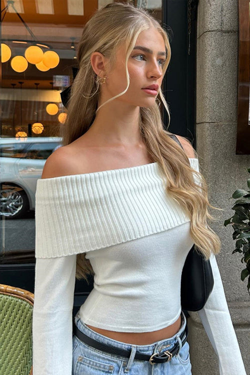 Endearing Appeal Ribbed Knit Off-the-Shoulder Top - 3 Colors