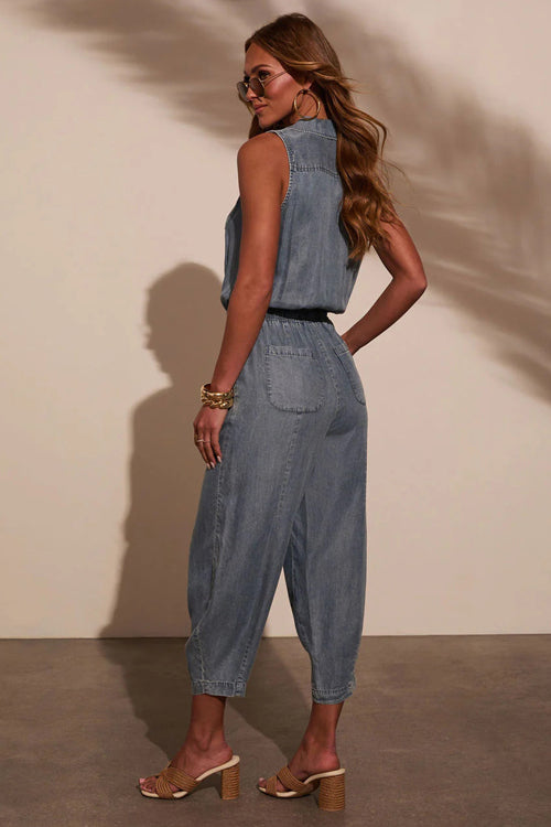 Breezy Sophistication Denim Sleeveless Jumpsuit - 4 Colors