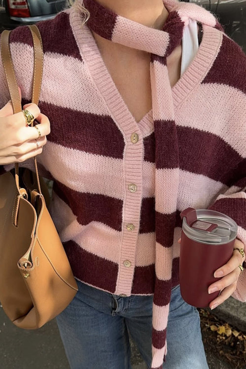 Campfire Cozy Striped Sweater with Scarf