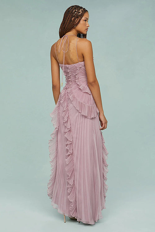 Heavenly Hues Halter Neck Pleated Maxi Dress