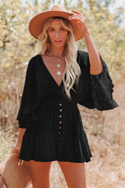 Dreamy Date Lace V-Neck Mini Dress