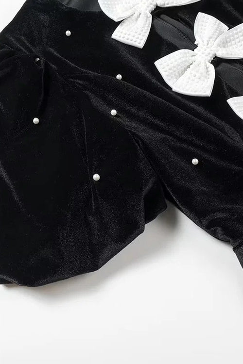 Ioanna Embellished Bow Velvet Mini Dress