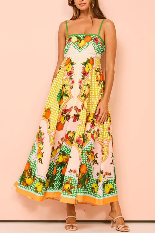 Share Your Happiness Print Maxi Dress - Passion Fruit