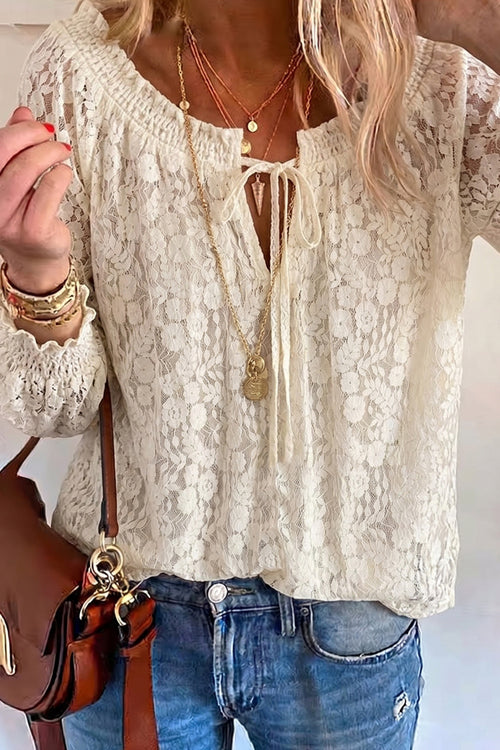 Lottie Ivory Floral Lace Long Sleeve Top - 5 Colors