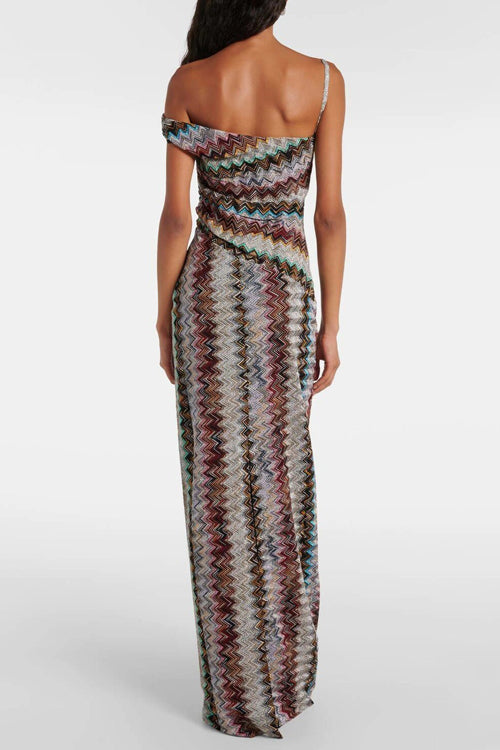 Showing Off a Little One Shoulder Knit Maxi Dress