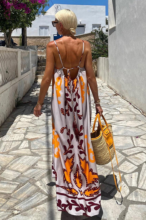 Perfectly You Print Backless Maxi Dress