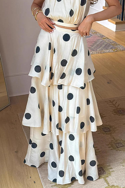 Morning in Mallorca Polka Dot Sleeveless Maxi Dress