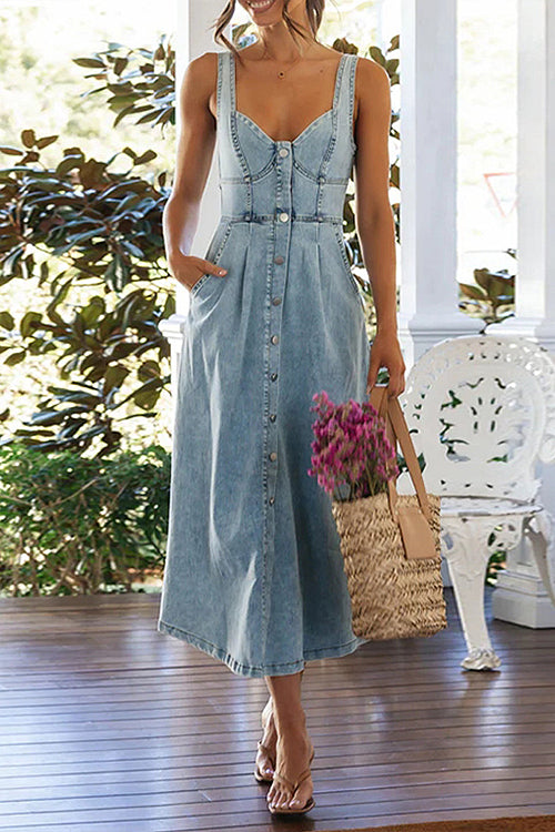 Pleasant Cutie Button Down Sleeveless Midi Dress Beetsweeti Pleasant Cutie Button Down Sleeveless Midi Dress Beetsweeti
