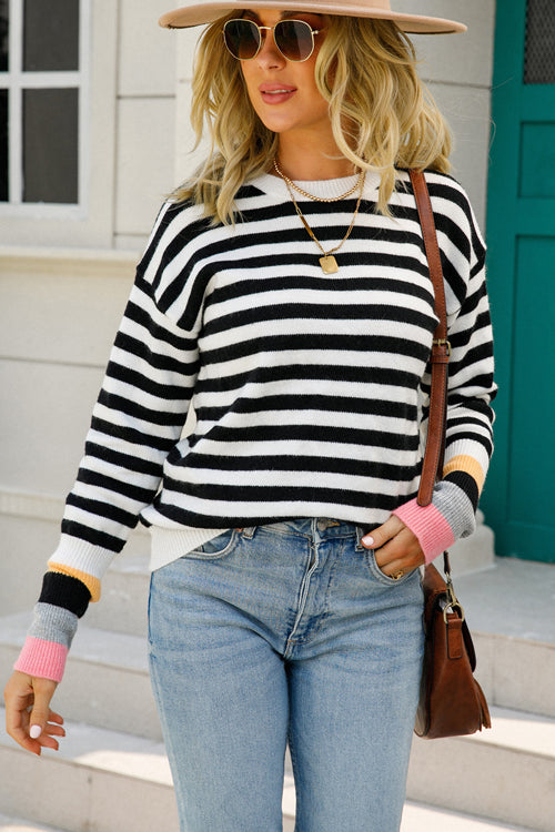 Never Let You Go Striped Long Sleeve Sweater - 3 Colors
