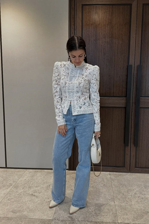 Celita Sheer Eyelash Lace Long Sleeve Top - 3 Colors