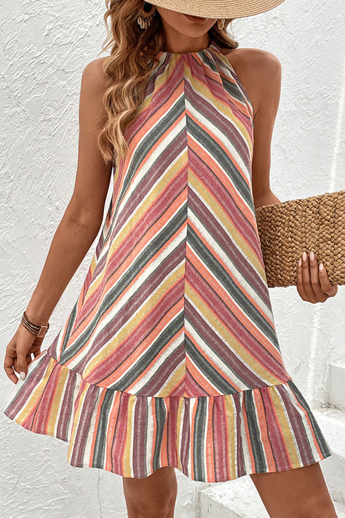 Out For the Day Striped Sleeveless Tie-Back Mini Dress