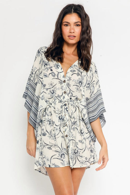 Easily Breezy Printed Button Down Blouse Mini Dress