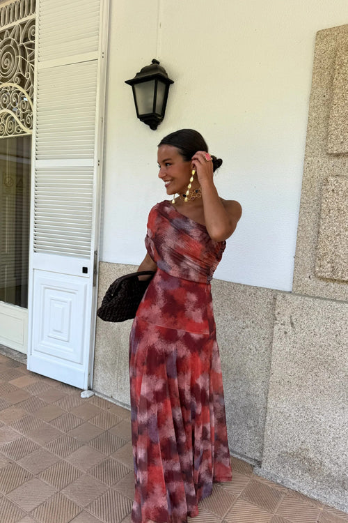 Keep Glowing Wrap Shoulder Print Maxi Dress - 2 Colors