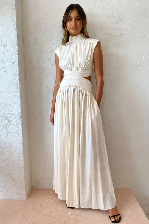 Share Your Happiness Cut-out White Maxi Dress