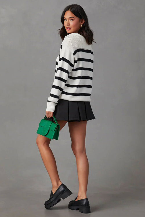 Perfectly You Stripe Long Sleeve Knit Sweater - 2 Colors