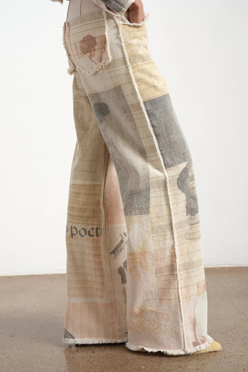 City Straight Light Wash Print Denim Jeans