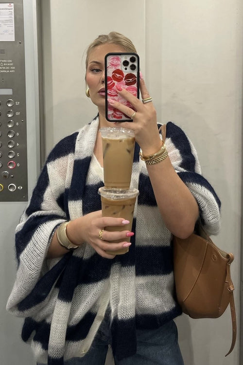 Campfire Cozy Striped Sweater with Scarf