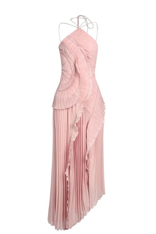 Heavenly Hues Halter Neck Pleated Maxi Dress