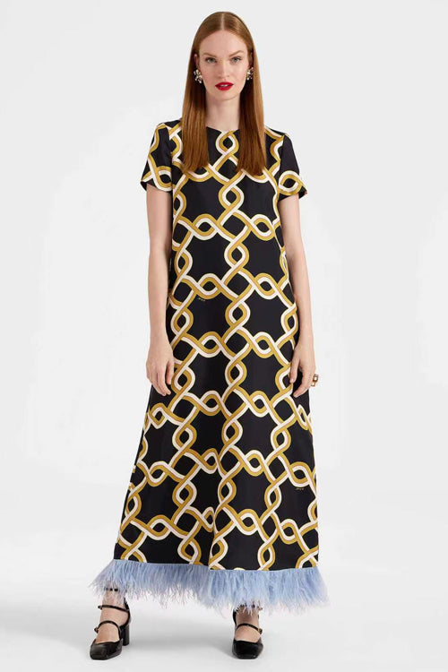 Kelina Black Multi Floral Feather Maxi Dress - 5 Colors