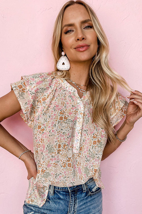 Happy Thoughts Floral Print Short Sleeve Top - 2 Colors