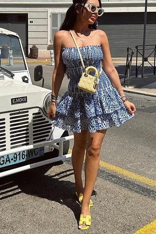 Sweet Like You Pleated Mini Dress - Blue