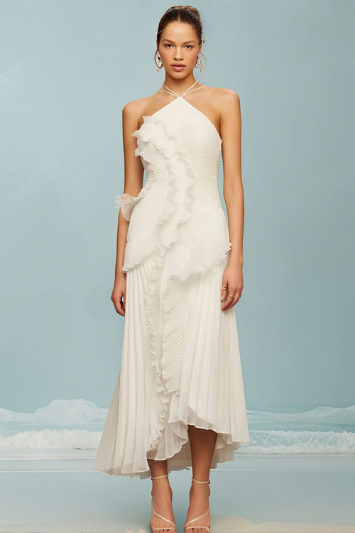 Heavenly Hues Halter Neck Pleated Maxi Dress