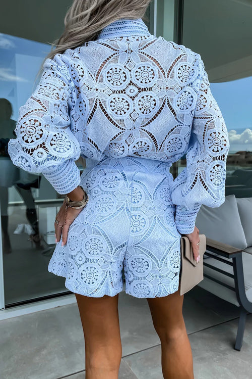 Sweet At Heart Lace Crochet Long Sleeve Suit - 3 Colors