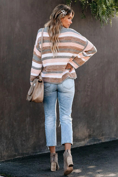 Feeling The Fun Striped Long Sleeve Knit Sweater