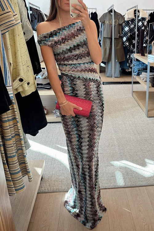 Showing Off a Little One Shoulder Knit Maxi Dress