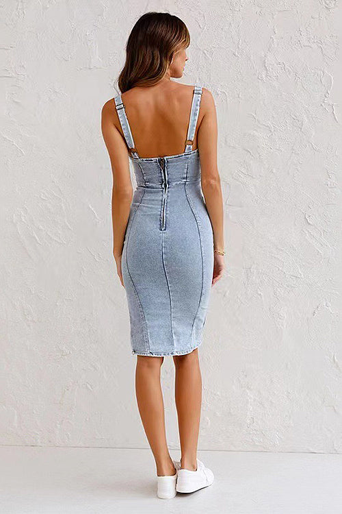 Crush-Worthy Wash Zip Denim Mini Dress - 2 Colors