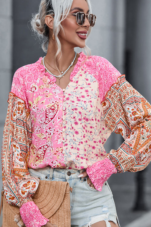 Autumn Blooms Floral Print Long Sleeve Top