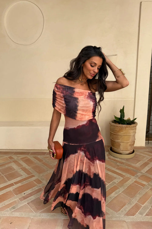 Keep Glowing Wrap Shoulder Print Maxi Dress - 2 Colors