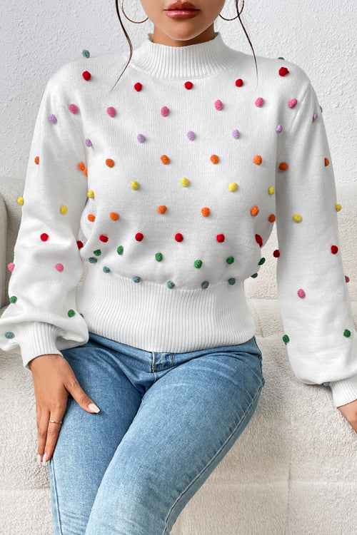 Endlessly Cozy Colorful Dots Long Sleeve Sweater - 5 Colors