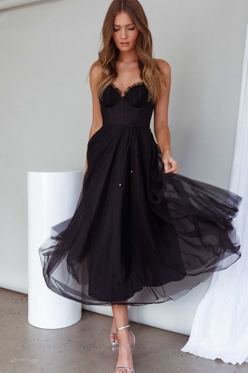 Rare Beauty Tulle Backless Midi Dress - 8 Colors