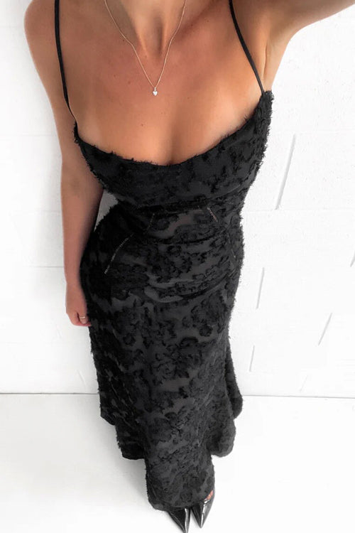 Gift Of Love Floral Tie-Back Maxi Dress - Black