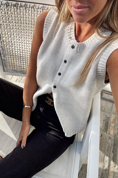 See You Soon Sleeveless Button Down Knit Top - 2 Colors