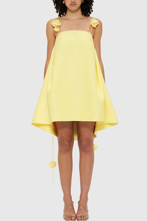 Unforgettable Icon Yellow Roses Mini Dress