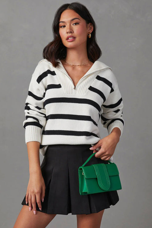 Perfectly You Stripe Long Sleeve Knit Sweater - 2 Colors