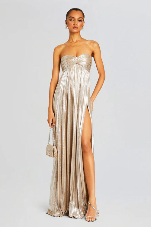 Glorious Shine Metallic Pleated Maxi Dress - 5 Colors