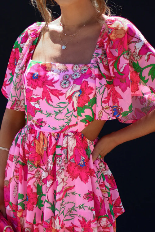 Wild Wonders Floral Print Short Sleeve Maxi Dress
