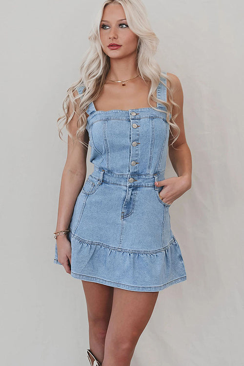 Trending Vibe Pocket Denim Mini Dress