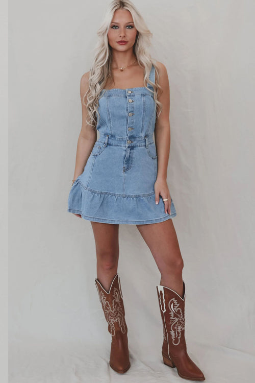 Trending Vibe Pocket Denim Mini Dress